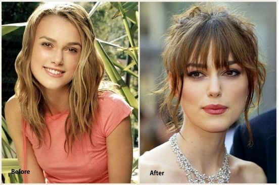 A picture of Keira Knightley before (left) and after (right).